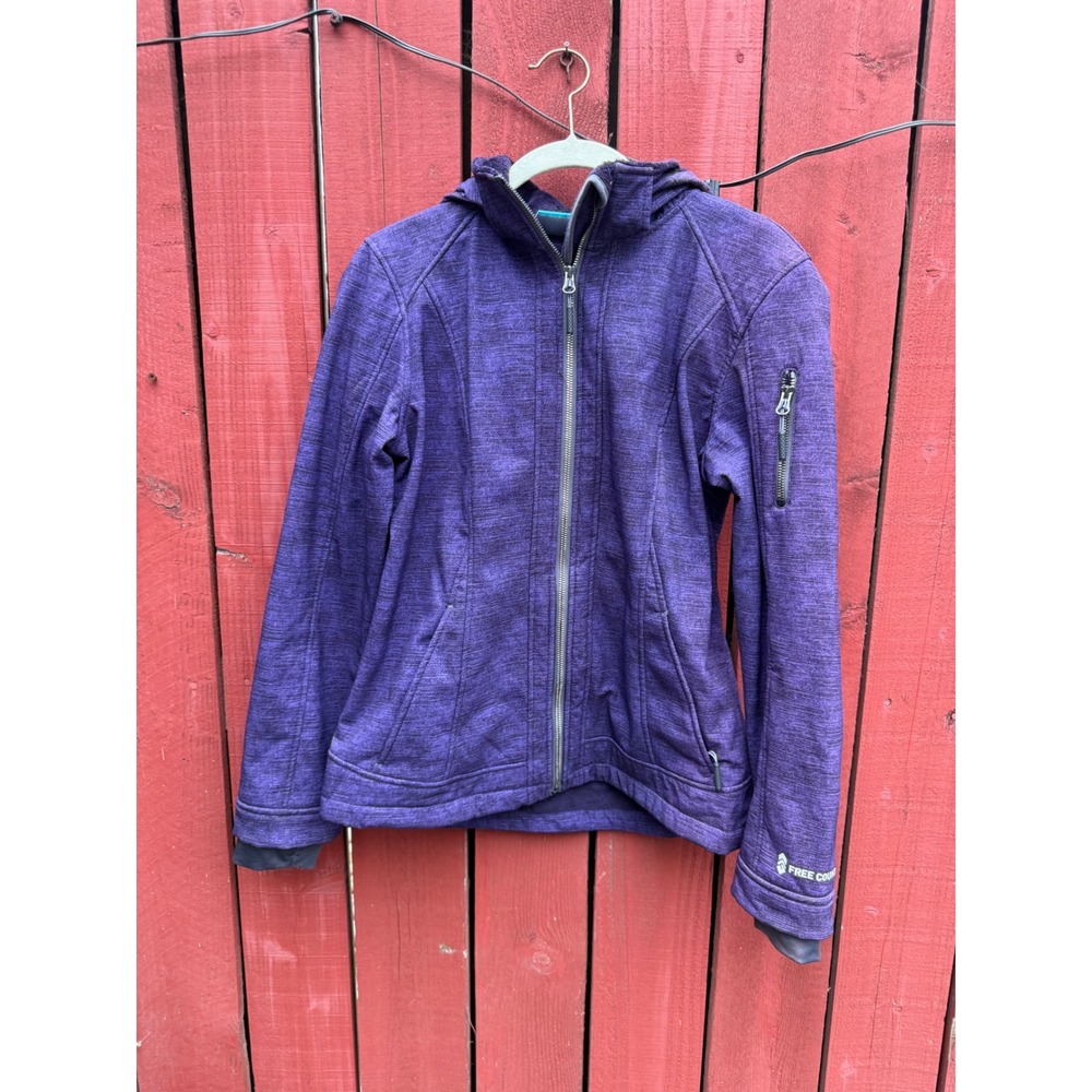 Free Country Women's Medium Purple Hooded Softshell Fleece Lined Jacket Full Zip